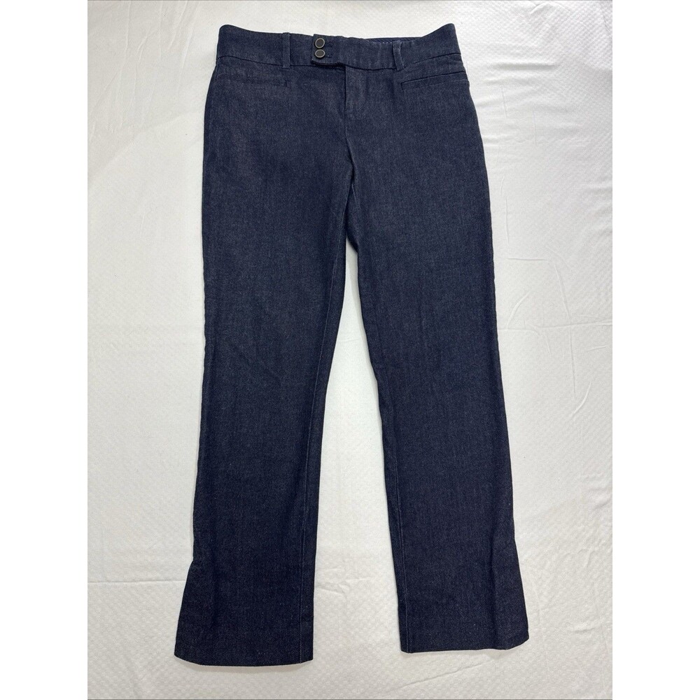 Anthropologie the essential slim Women Jeans Sz 0 Dark‎ Blue Straight Leg Slit